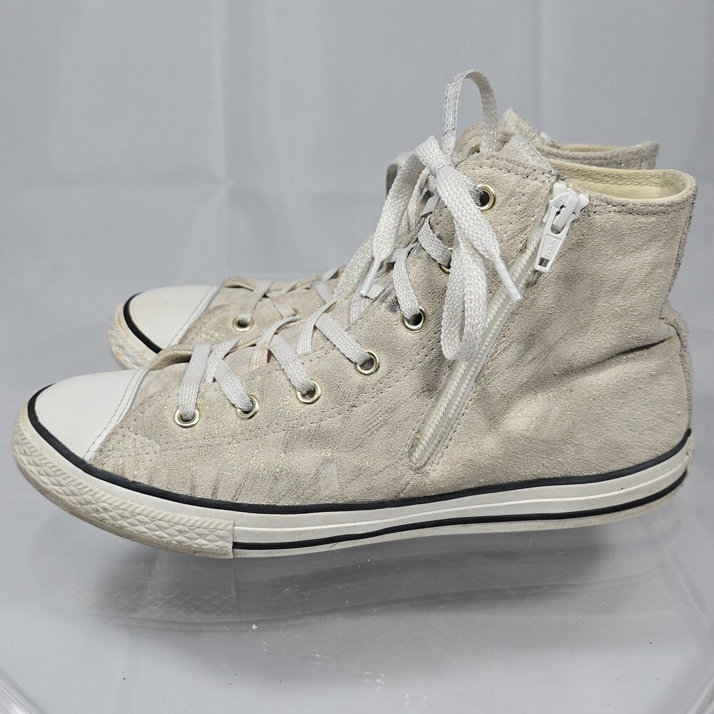 Converse Chuck Taylor Junior 6 Ivory Champagne Sparkle Hi Top 659019C Sneakers